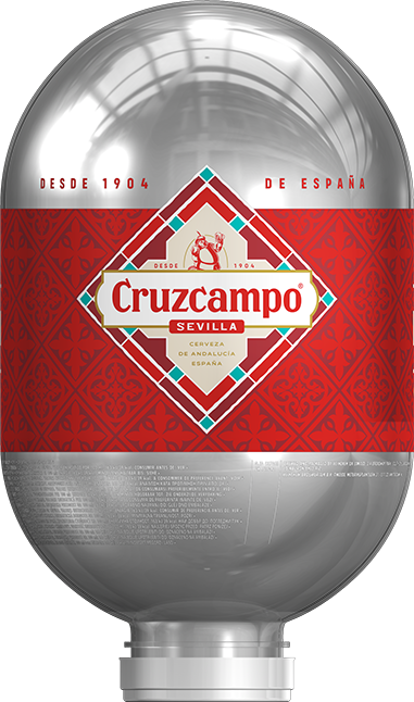 A Cruzcampo beer keg for the BLADE beer machine.