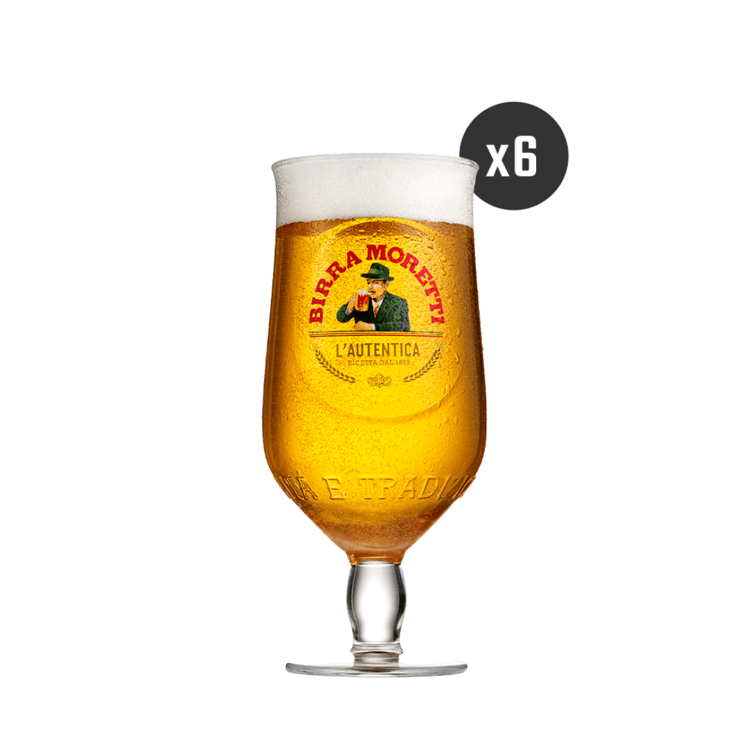 6x Birra Moretti Beer Glasses