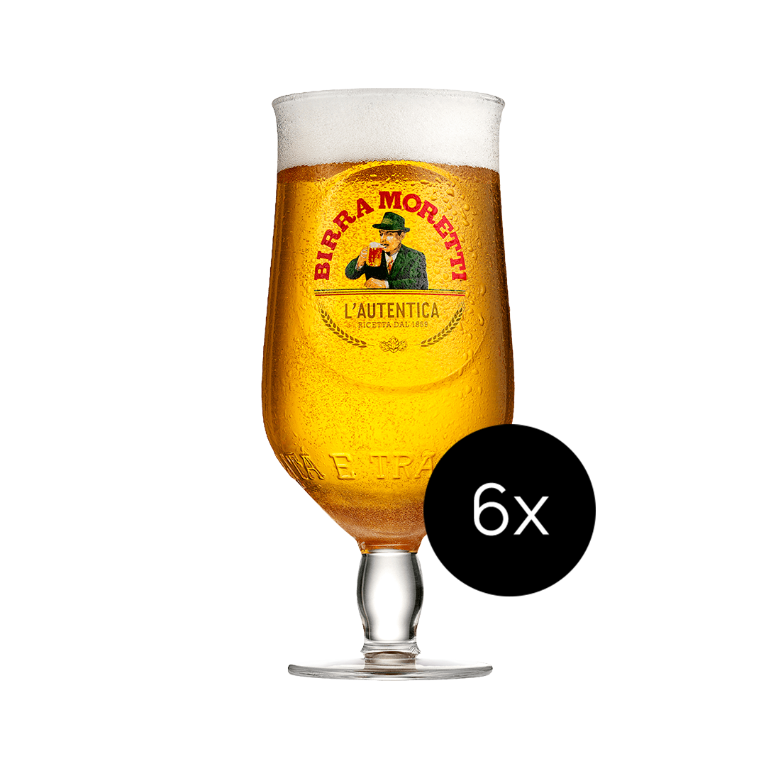 6x Birra Moretti Beer Glasses