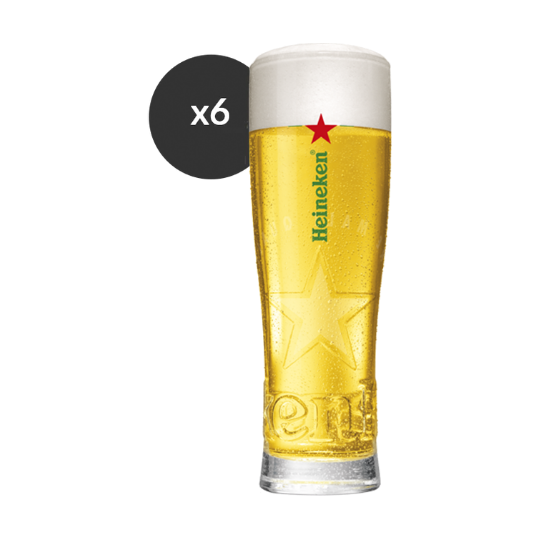 6x Heineken Beer Glasses