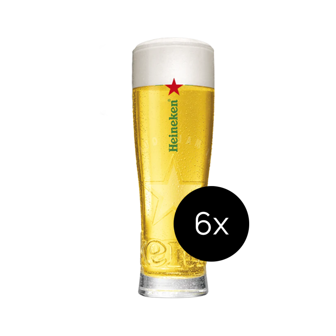 6x Heineken Beer Glasses