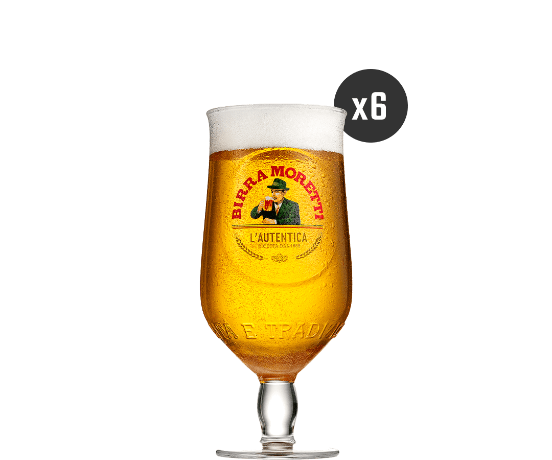 6x Birra Moretti Beer Glasses