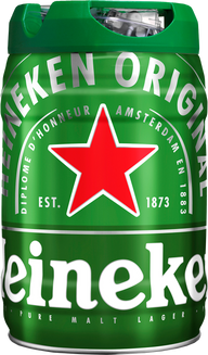 Original Heineken 5L Draught Keg. Premium Dutch Lager Beer for Tap Dispensers. 