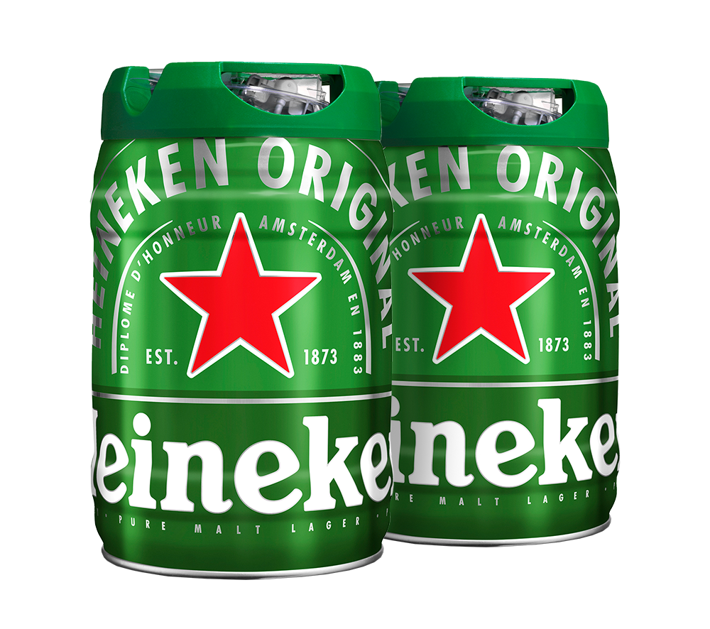 Heineken 5L Draught Keg Beer Bundle. Fresh Draft Lager for Home Tap Systems