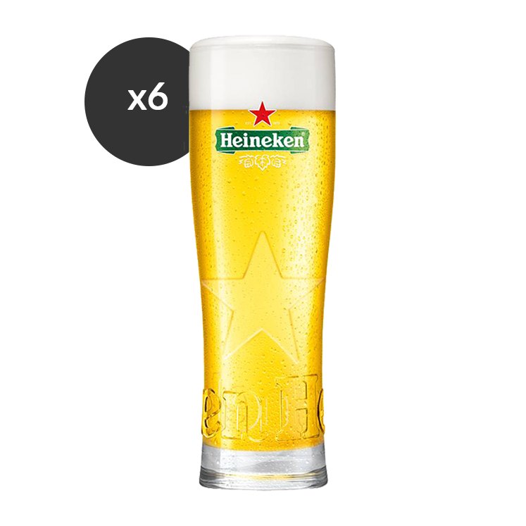 6x Heineken Beer Glasses