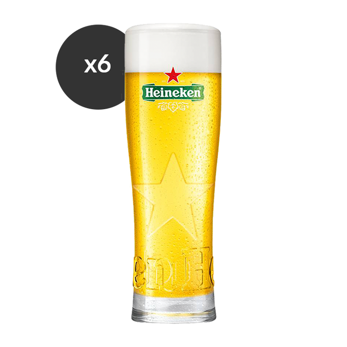 6x Heineken Beer Glasses