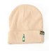 Beige beanie with embroidered Heineken logo and bottle icon.