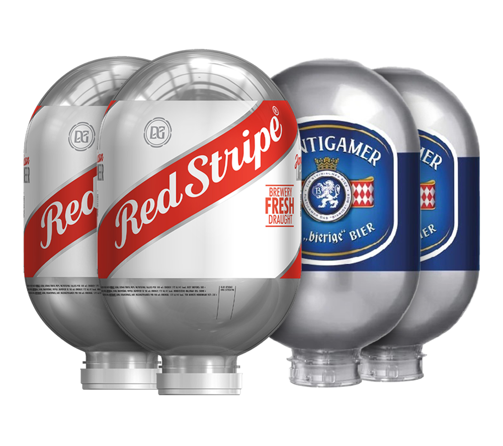 2x Puntigamer en 2x Red Stripe - BLADE biervaten 8L