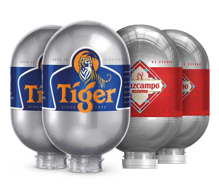 2x Cruzcampo & 2x Tiger - 4x 8L BLADE kegs