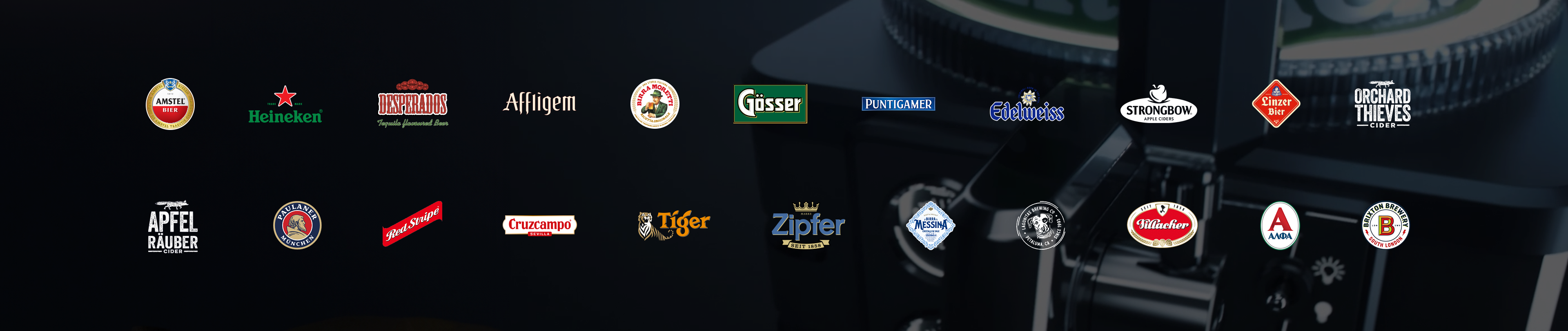 Collection of various brand logos on a dark background