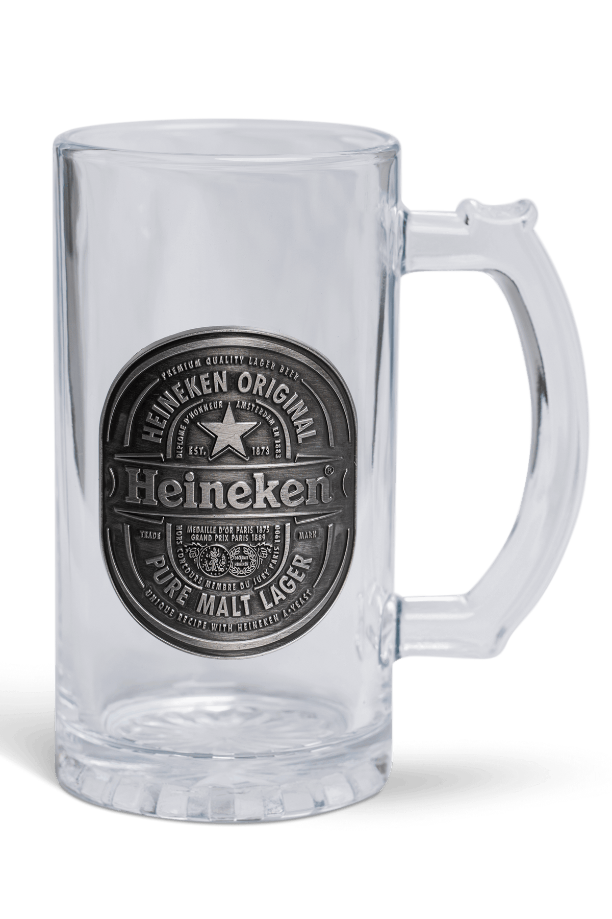 Heineken® Glass Beer Mug with Metal Plate