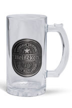 Heineken® Glass Beer Mug with Metal Plate