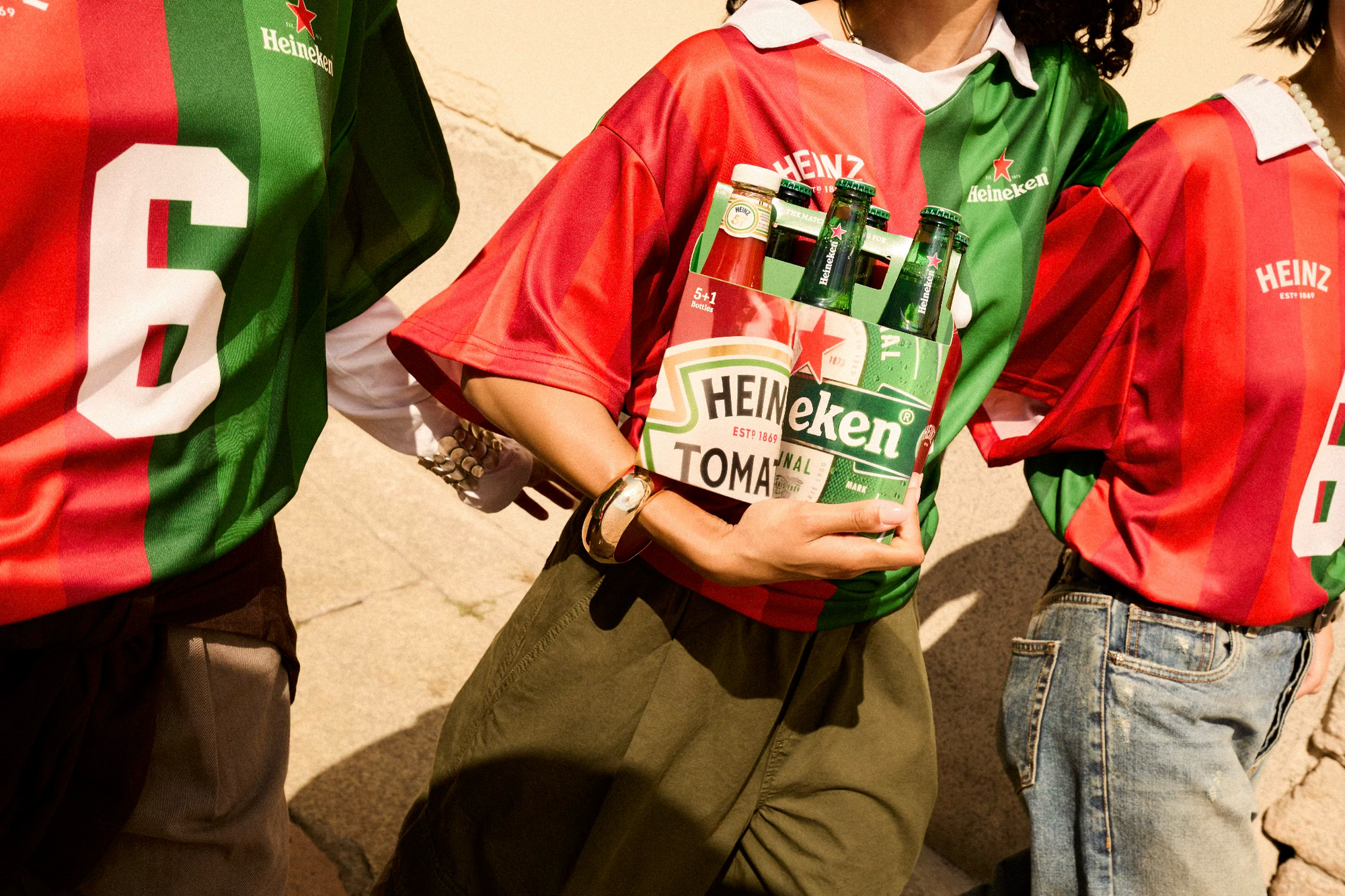 HEINZ Heineken collaboration 6 pack and jersey close up
