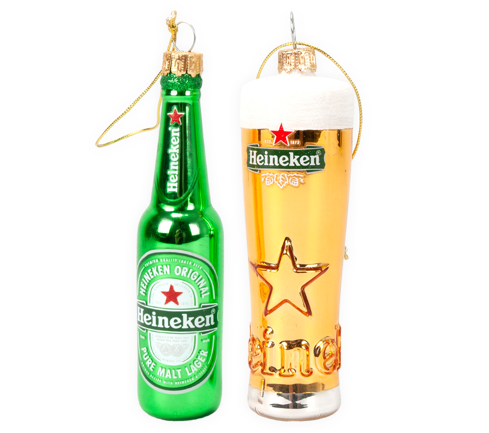 Heineken Bierglas en Bierfles kersthangers